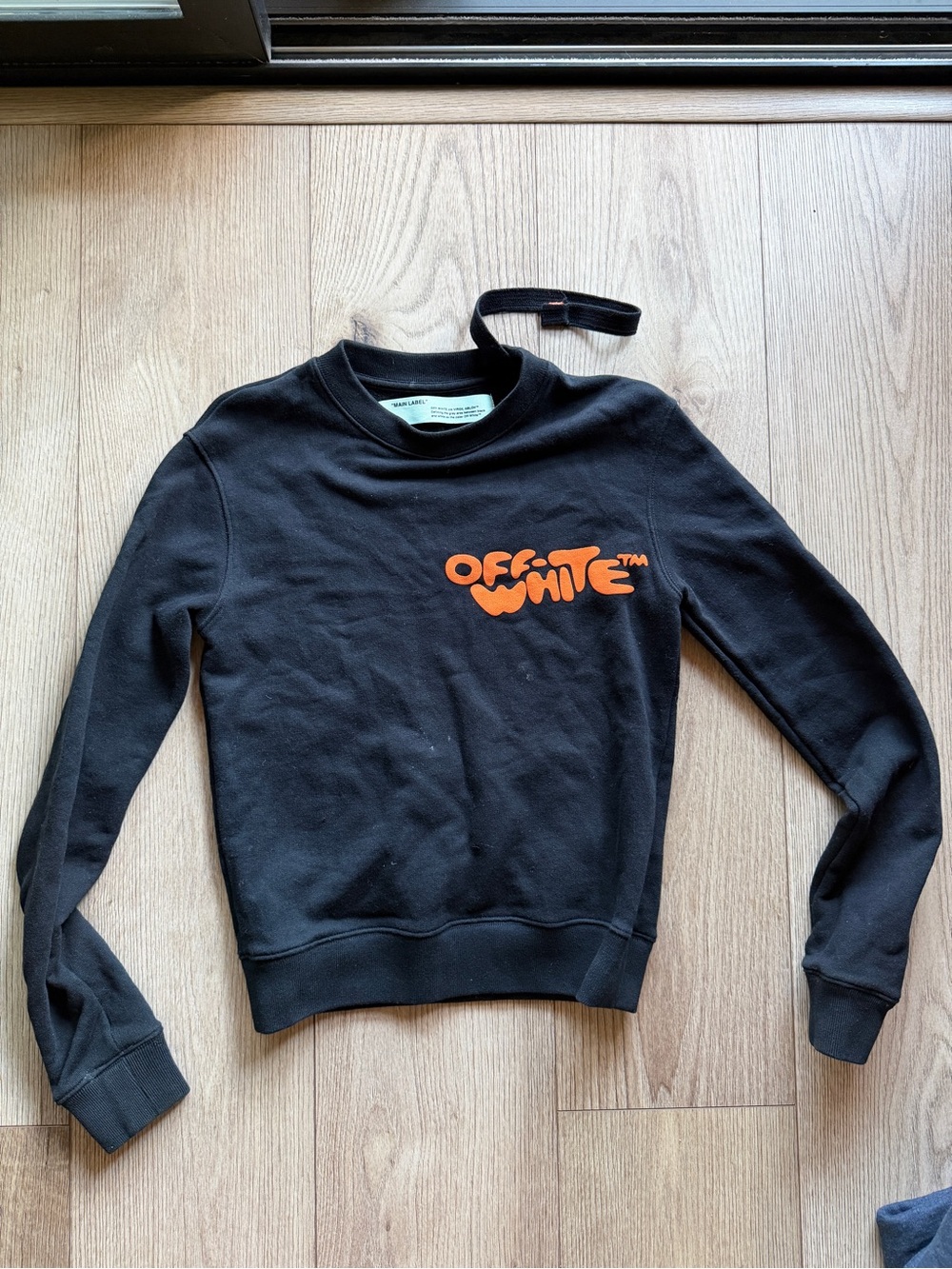 Off-White Black bubble Crewneck Sweatshirt with Orange Logo